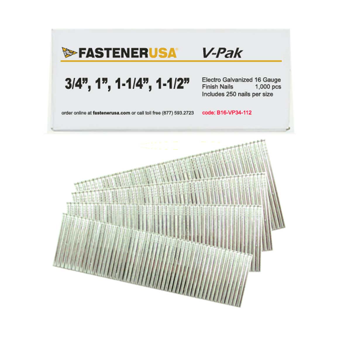 B&C Eagle B16-112 1-1/2-Inch X 16 Gauge Galvanized Straight Finish Nails 2500 Per Box