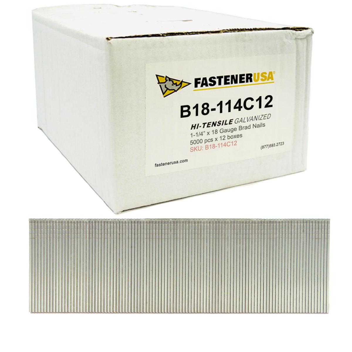 1-1/4" Brad Nails 18ga Galv 60,000ct | B18-114C12
