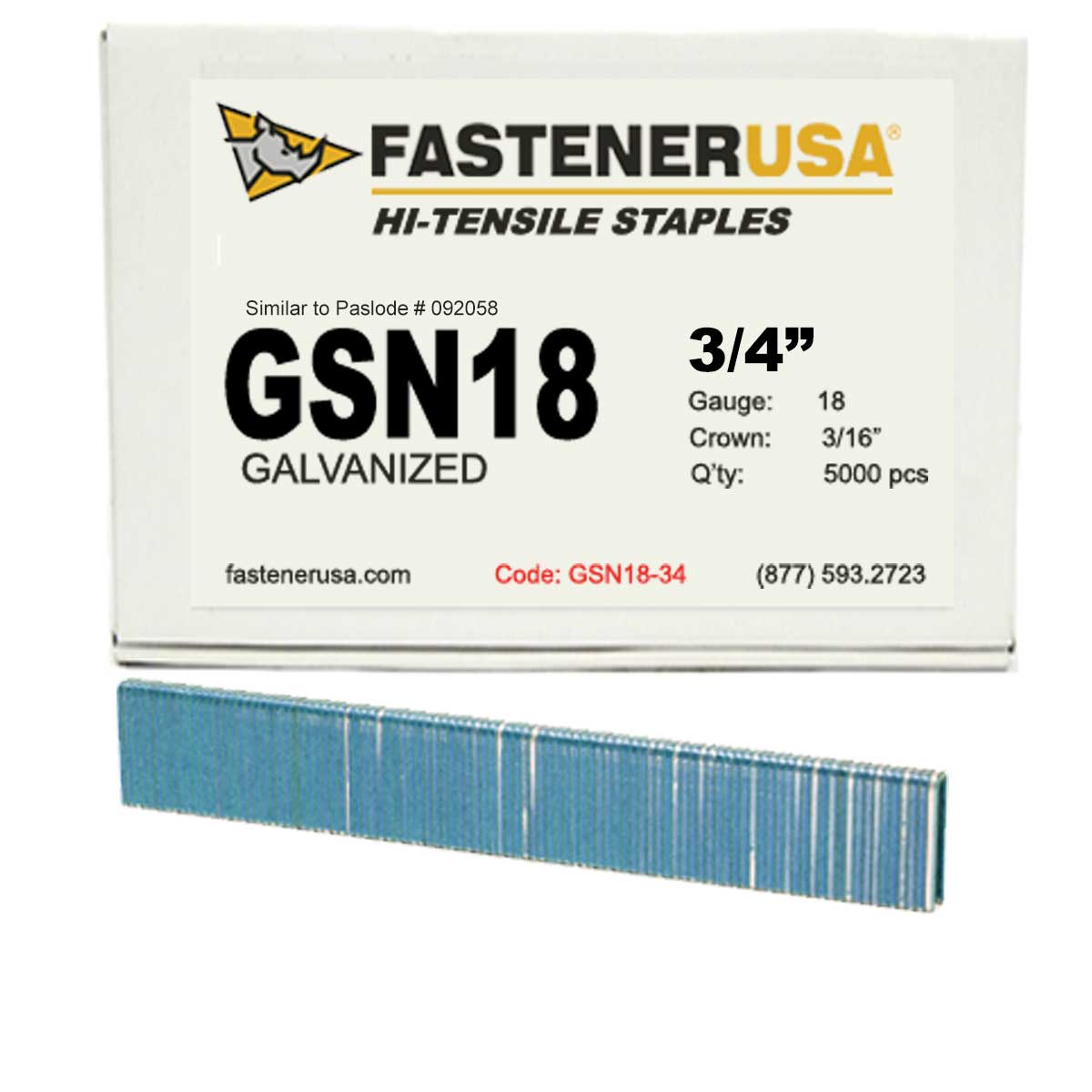 thumbnail image 2 of FastenerUSA 16GA Galvanized Staples – 2 Leg X 1/2 Crown, 5,000ct, GS16-2J 2 of 5